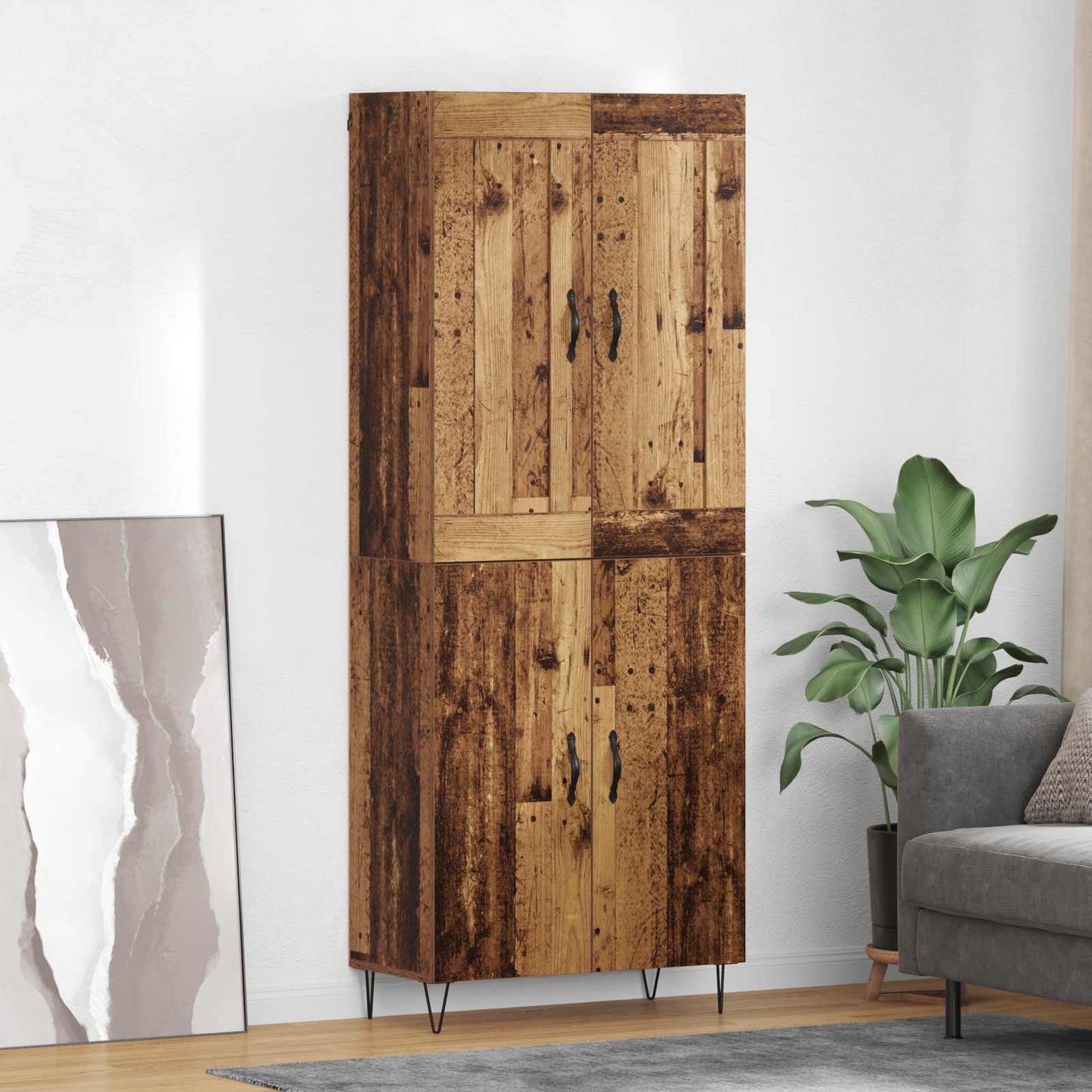 Vysoký Bufet Staré Dřevo 69,5 X 34 X 180 Cm Kompozitní Dřevo