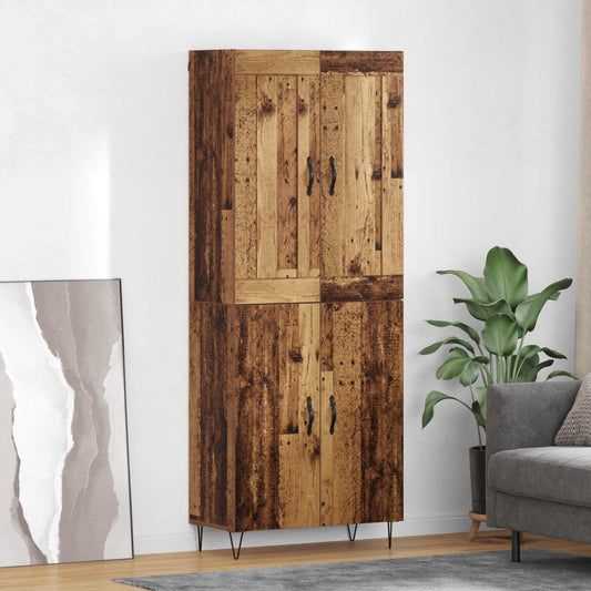 Vysoký Bufet Staré Dřevo 69,5 X 34 X 180 Cm Kompozitní Dřevo
