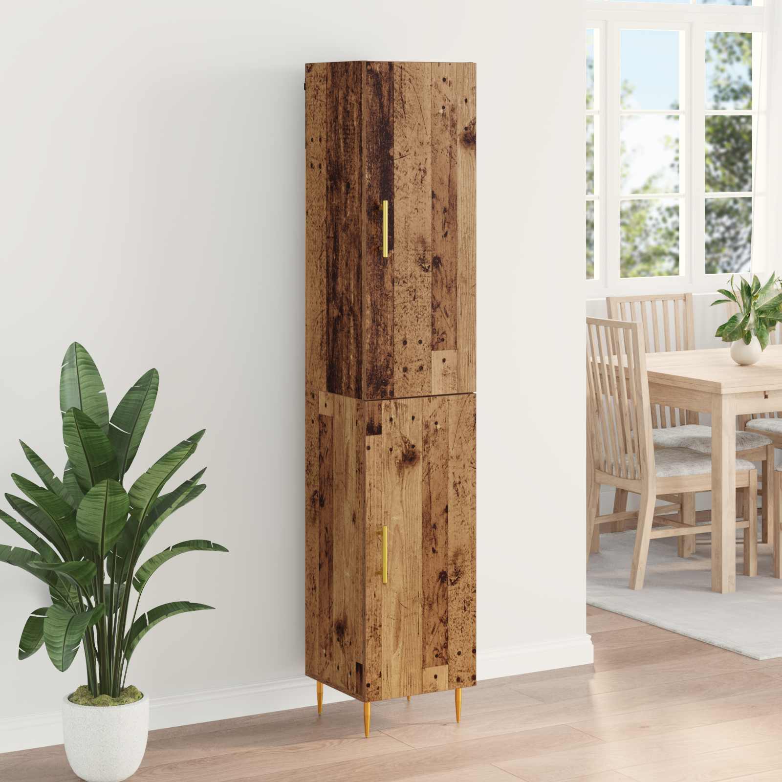 Vysoký Bufet 2 Ks Staré Dřevo 34,5 X 34 X 180 Cm
