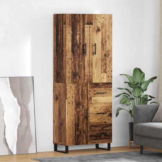 Vysoký Bufet 2 Ks Staré Dřevo 69,5 X 34 X 180 Cm