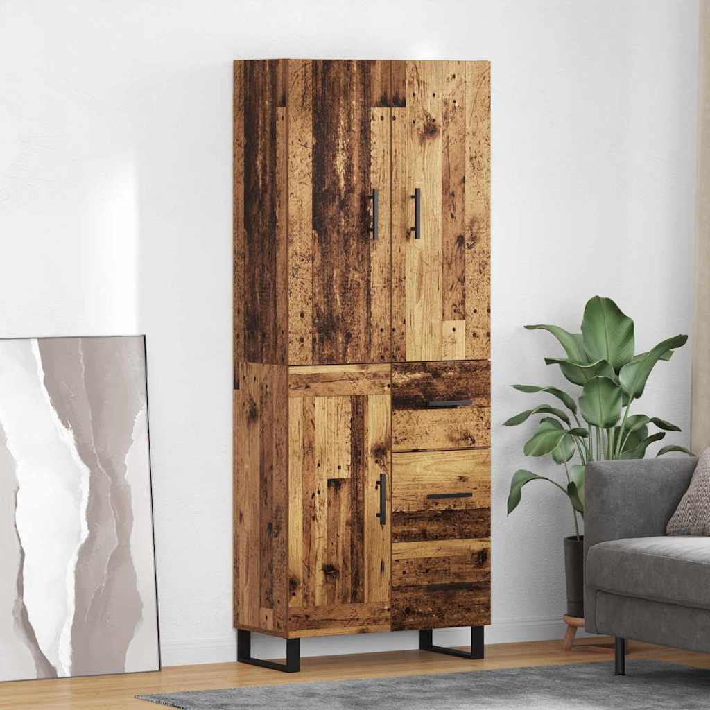 Vysoký Bufet 2 Ks Staré Dřevo 69,5 X 34 X 180 Cm