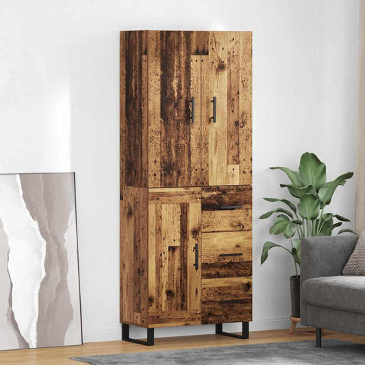 Vysoký Bufet 2 Ks Staré Dřevo 69,5 X 34 X 180 Cm