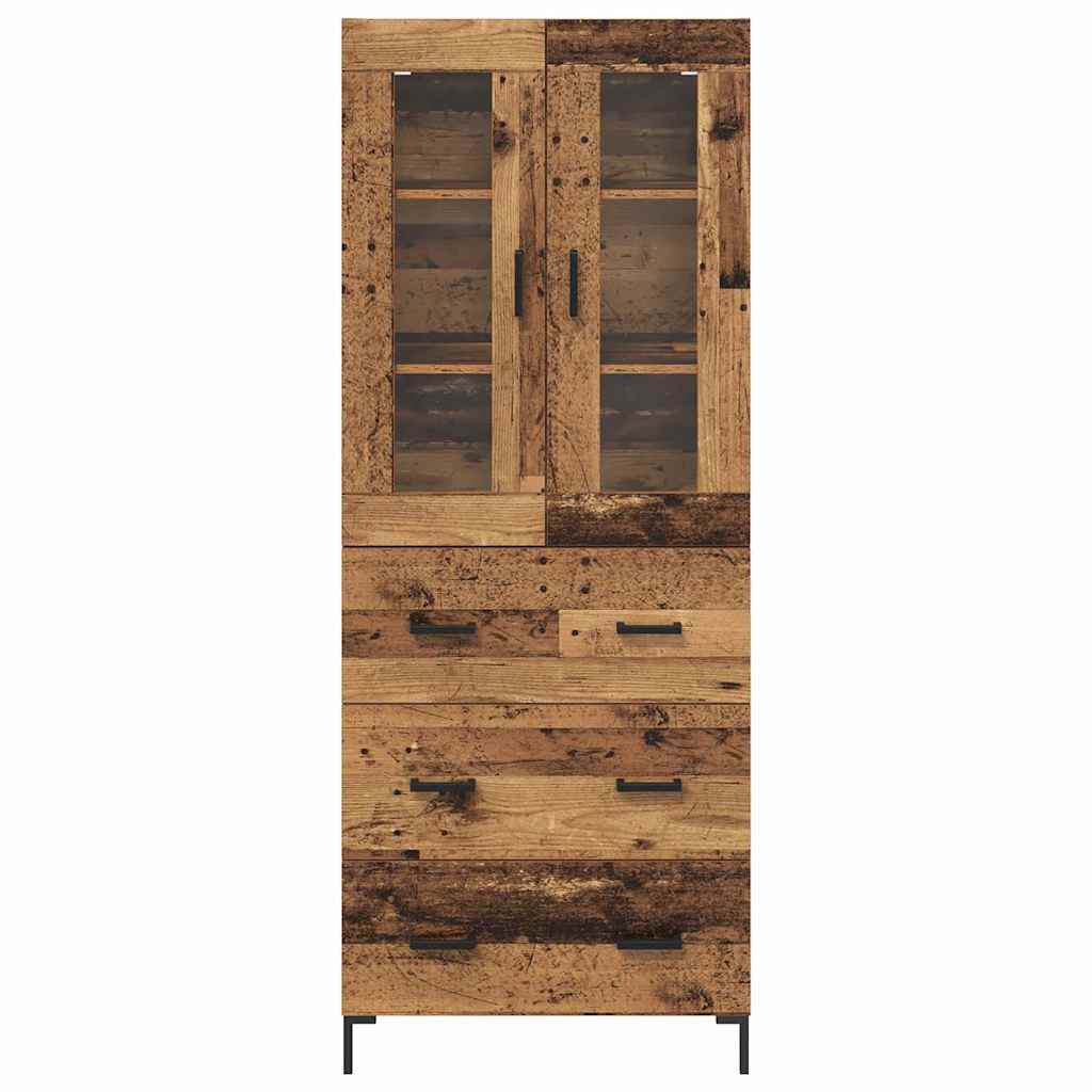Vysoký Bufet 2 Ks Staré Dřevo 69,5 X 34 X 180 Cm