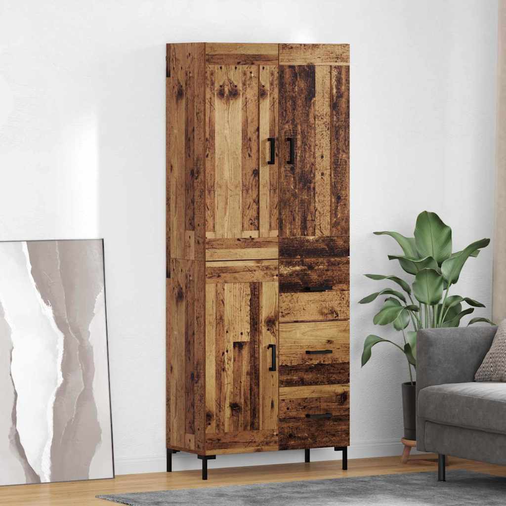 Vysoký Bufet 2 Ks Staré Dřevo 69,5 X 34 X 180 Cm
