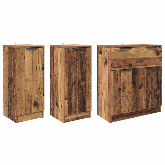 Servírovací Skříň 3 Ks Staré Dřevo 120 X 30 X 70 Cm