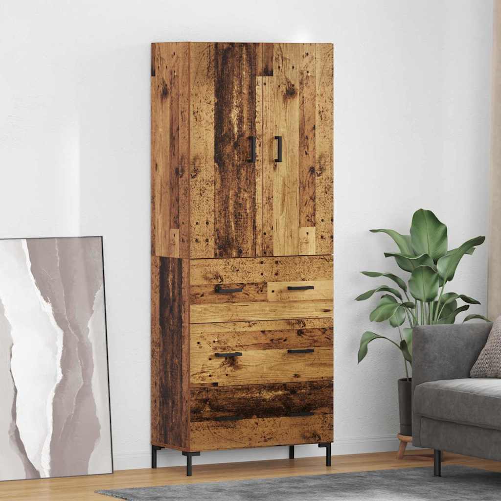 Vysoký Bufet Staré Dřevo 69,5 X 34 X 180 Cm Kompozitní Dřevo