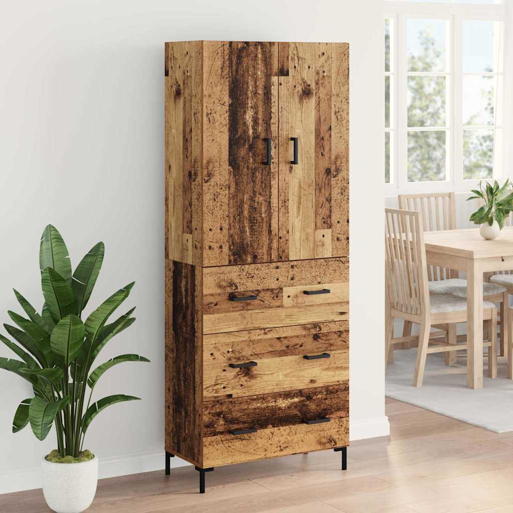 Vysoký Bufet Staré Dřevo 69,5 X 34 X 180 Cm Kompozitní Dřevo