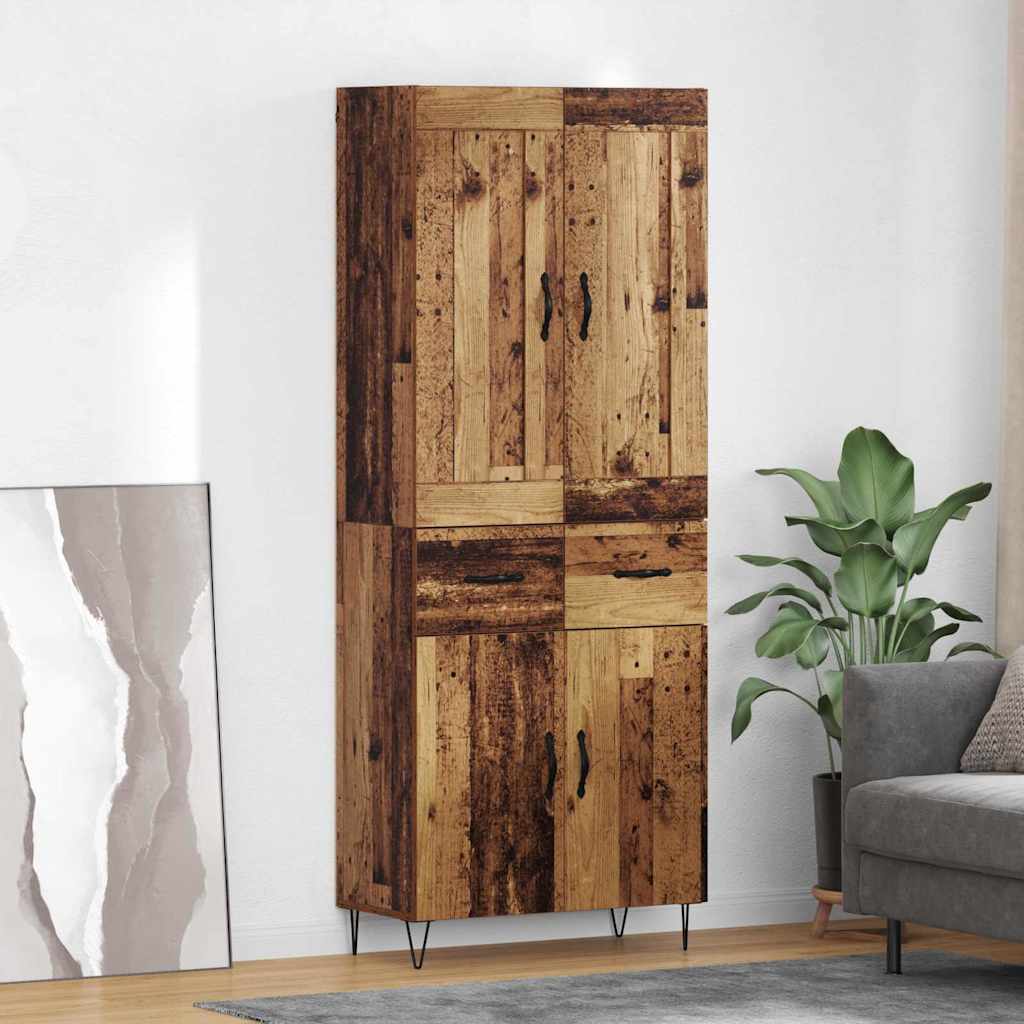 Vysoký Bufet Staré Dřevo 69,5 X 34 X 180 Cm Kompozitní Dřevo