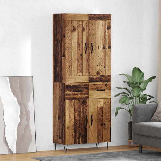 Vysoký Bufet Staré Dřevo 69,5 X 34 X 180 Cm Kompozitní Dřevo