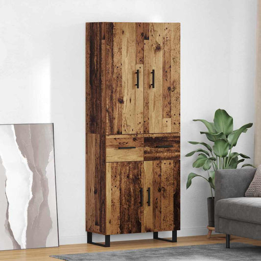 Vysoký Bufet 2 Ks Staré Dřevo 69,5 X 34 X 180 Cm