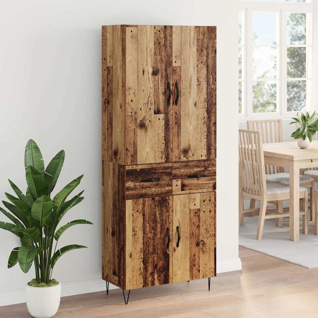 Vysoký Bufet 2 Ks Staré Dřevo 69,5 X 34 X 180 Cm
