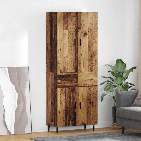 Vysoký Bufet 2 Ks Staré Dřevo 69,5 X 34 X 180 Cm