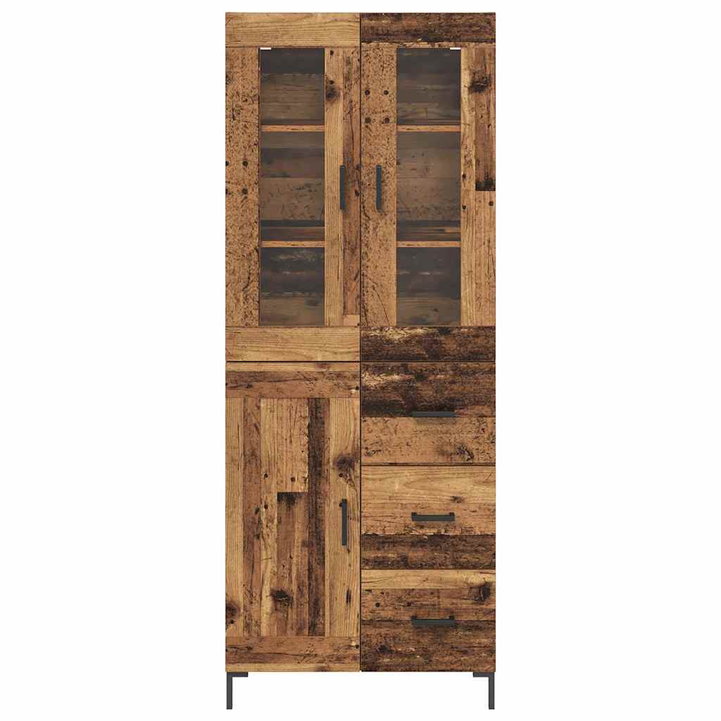 Vysoký Bufet 2 Ks Staré Dřevo 69,5 X 34 X 180 Cm
