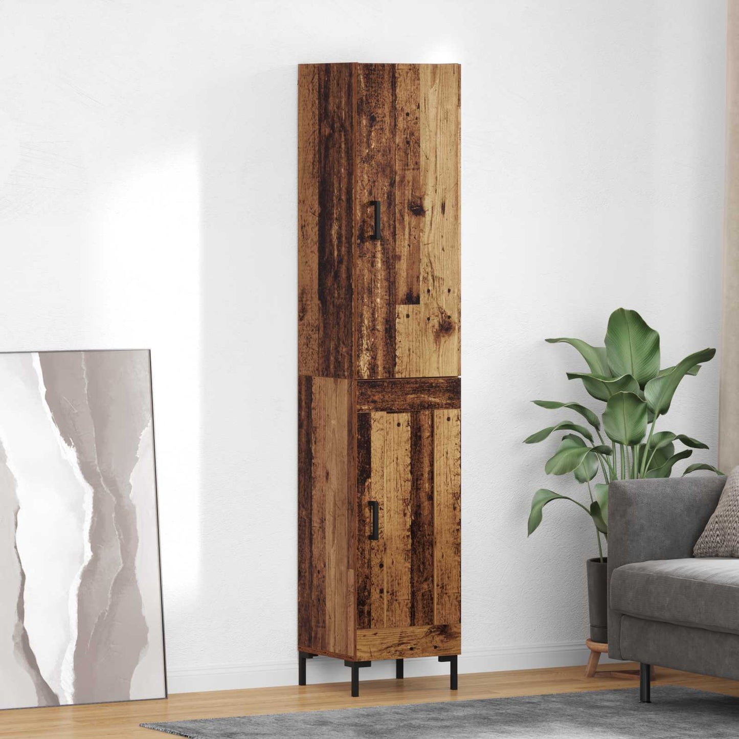 Vysoký Bufet Staré Dřevo 34,5 X 34 X 180 Cm Kompozitní Dřevo