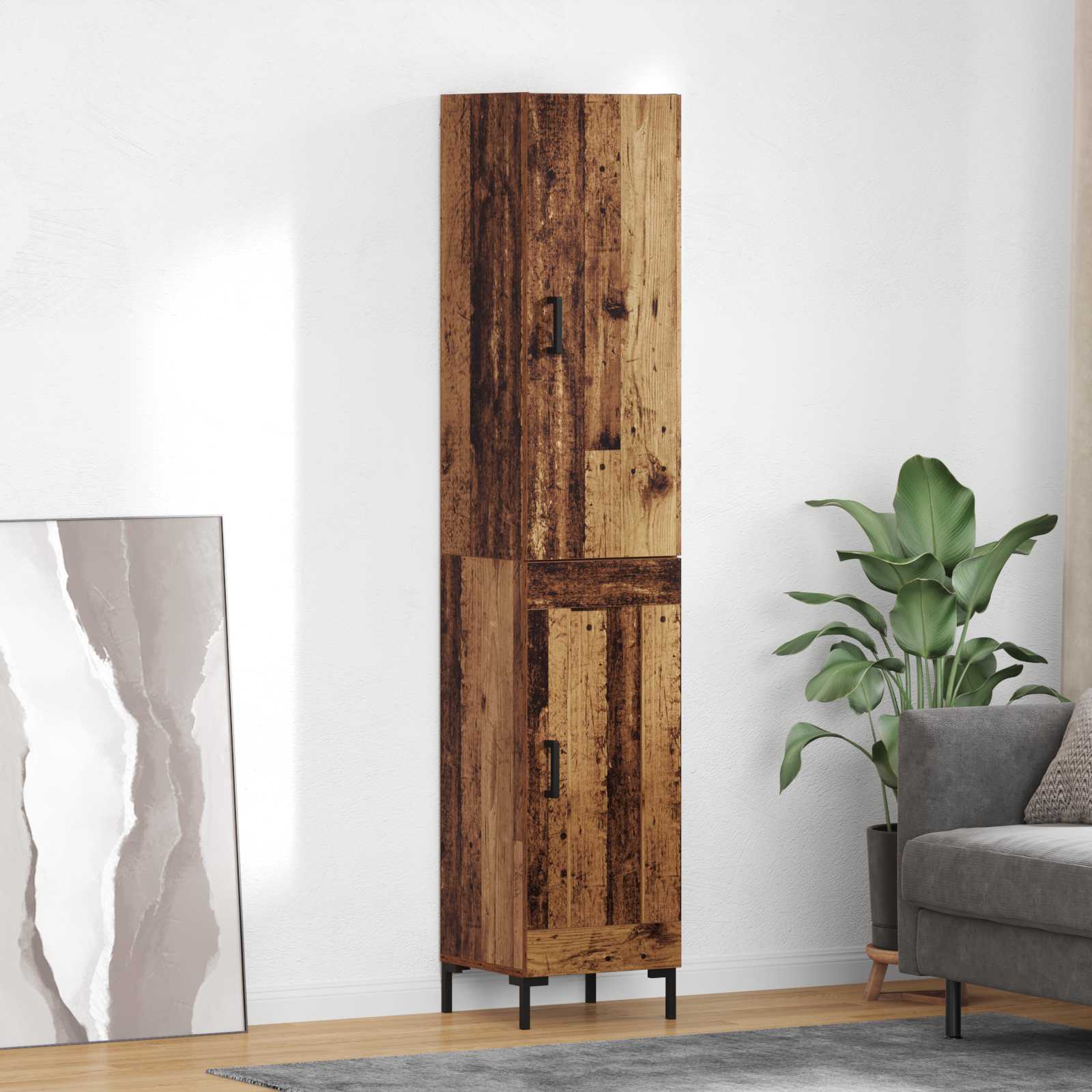 Vysoký Bufet Staré Dřevo 34,5 X 34 X 180 Cm Kompozitní Dřevo