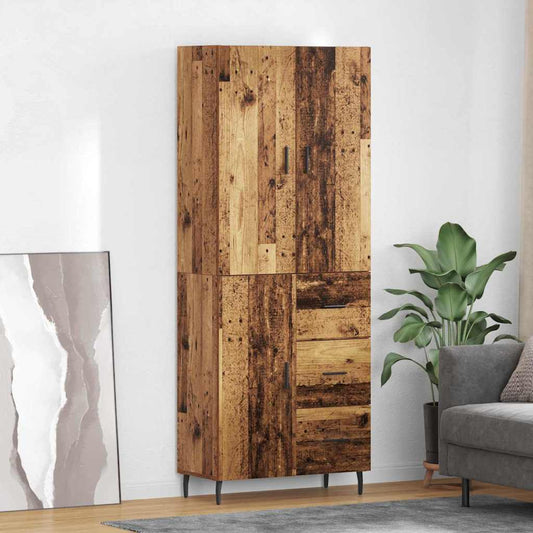 Vysoký Bufet 2 Ks Staré Dřevo 69,5 X 34 X 180 Cm