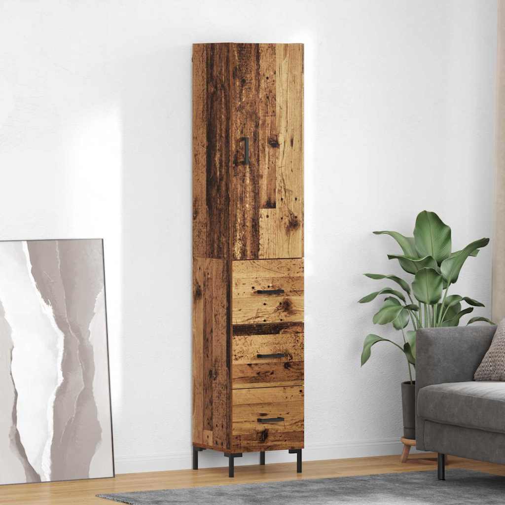 Vysoký Bufet Staré Dřevo 34,5 X 34 X 180 Cm Kompozitní Dřevo