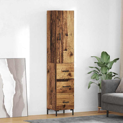 Vysoký Bufet Staré Dřevo 34,5 X 34 X 180 Cm Kompozitní Dřevo