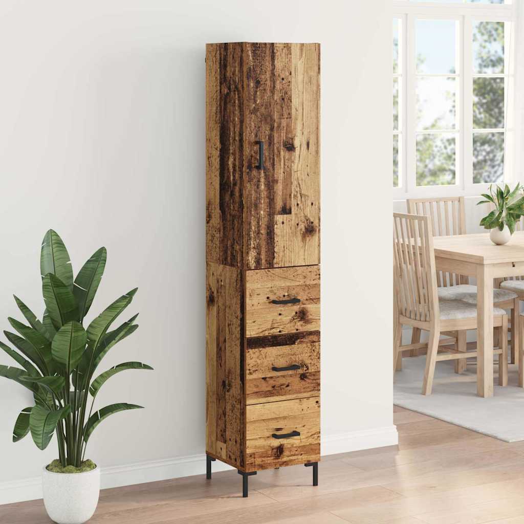 Vysoký Bufet Staré Dřevo 34,5 X 34 X 180 Cm Kompozitní Dřevo