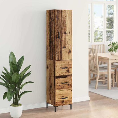 Vysoký Bufet Staré Dřevo 34,5 X 34 X 180 Cm Kompozitní Dřevo