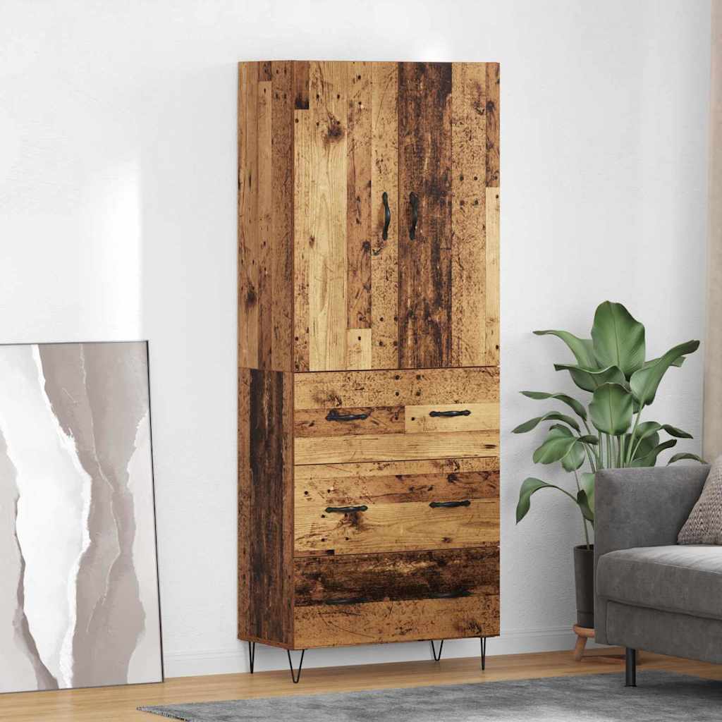 Vysoký Bufet 2 Ks Staré Dřevo 69,5 X 34 X 180 Cm