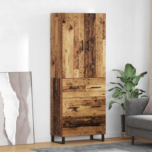 Vysoký Bufet 2 Ks Staré Dřevo 69,5 X 34 X 180 Cm