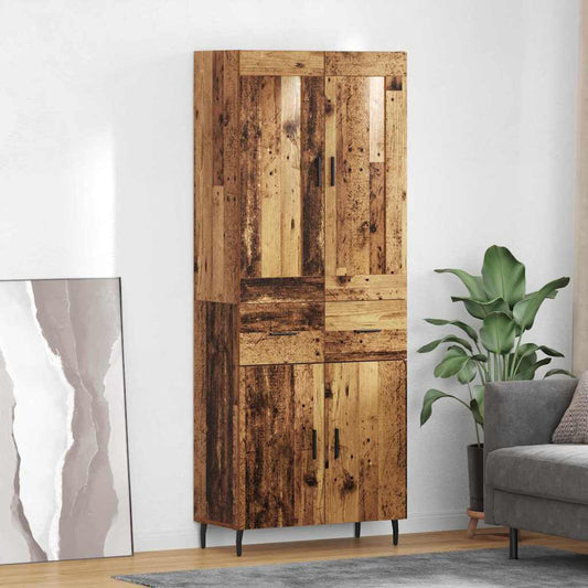 Vysoký Bufet 2 Ks Staré Dřevo 69,5 X 34 X 180 Cm