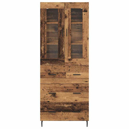 Vysoký Bufet 2 Ks Staré Dřevo 69,5 X 34 X 180 Cm