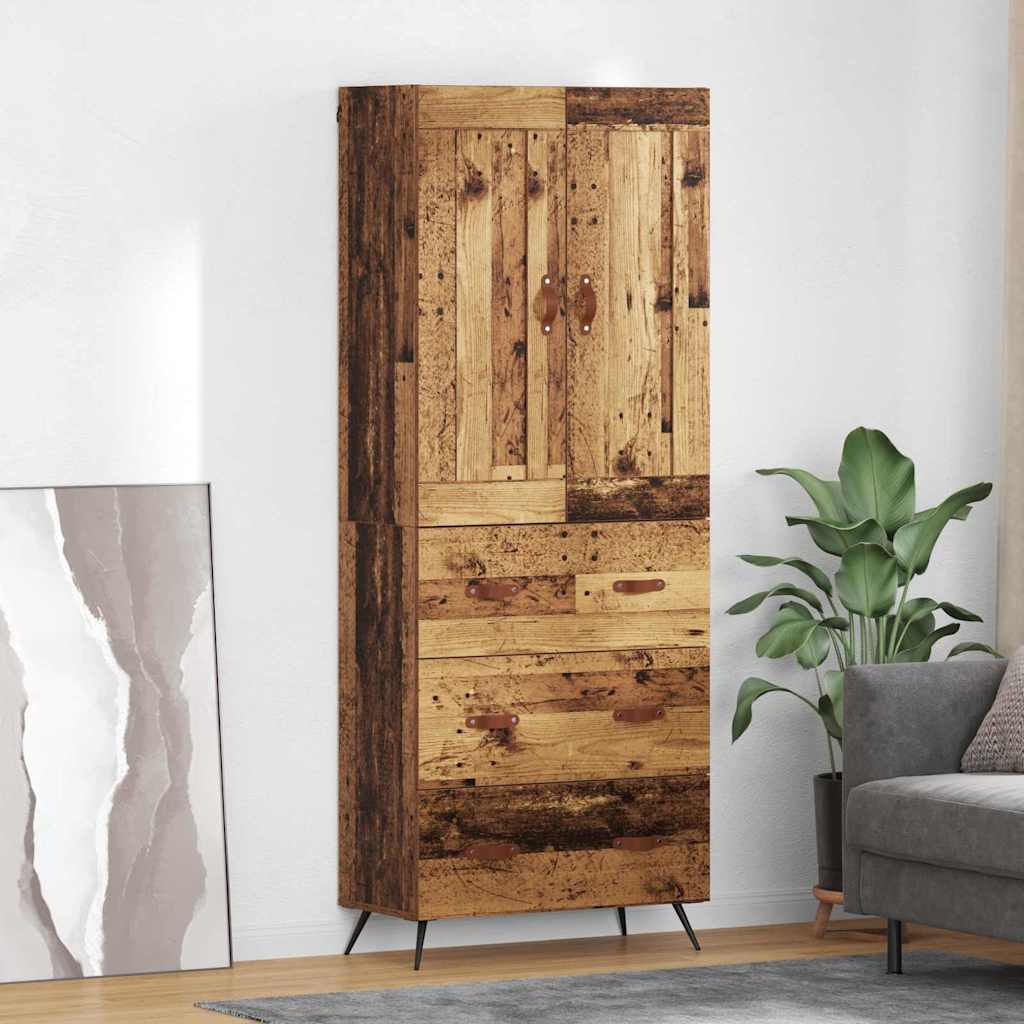 Vysoký Bufet Staré Dřevo 69,5 X 34 X 180 Cm Kompozitní Dřevo