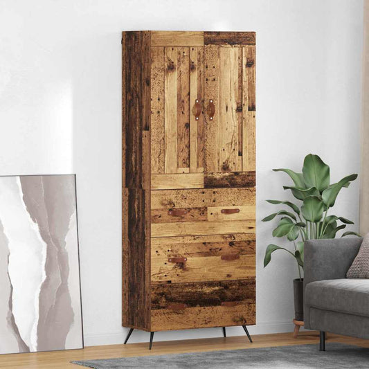 Vysoký Bufet Staré Dřevo 69,5 X 34 X 180 Cm Kompozitní Dřevo