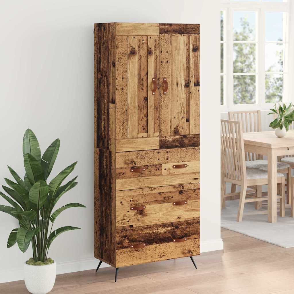 Vysoký Bufet Staré Dřevo 69,5 X 34 X 180 Cm Kompozitní Dřevo