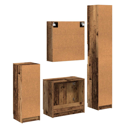 Sada Koupelnového Nábytku 4 Ks Staré Dřevo 64,5 X 33,5 X 59 Cm