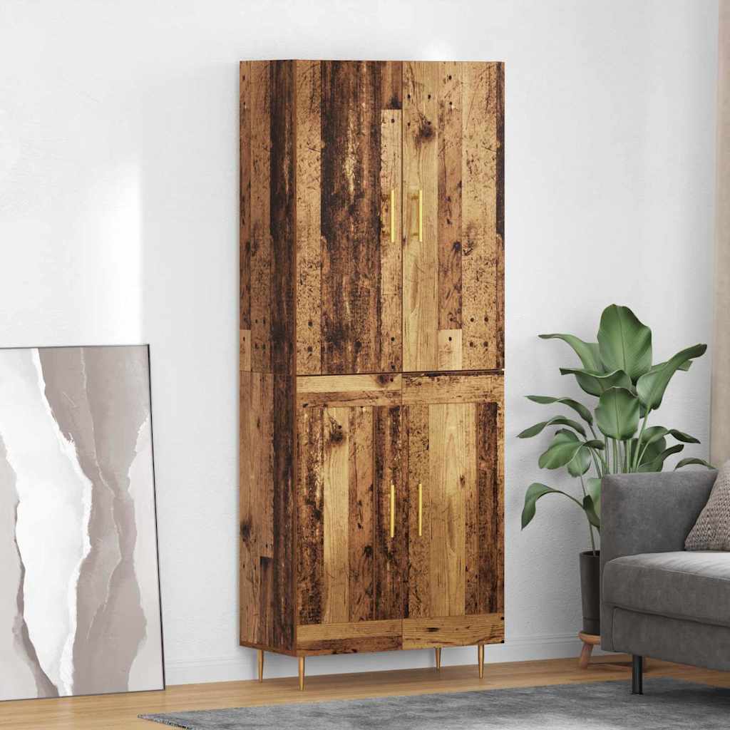 Vysoký Bufet Staré Dřevo 69,5 X 34 X 180 Cm Kompozitní Dřevo