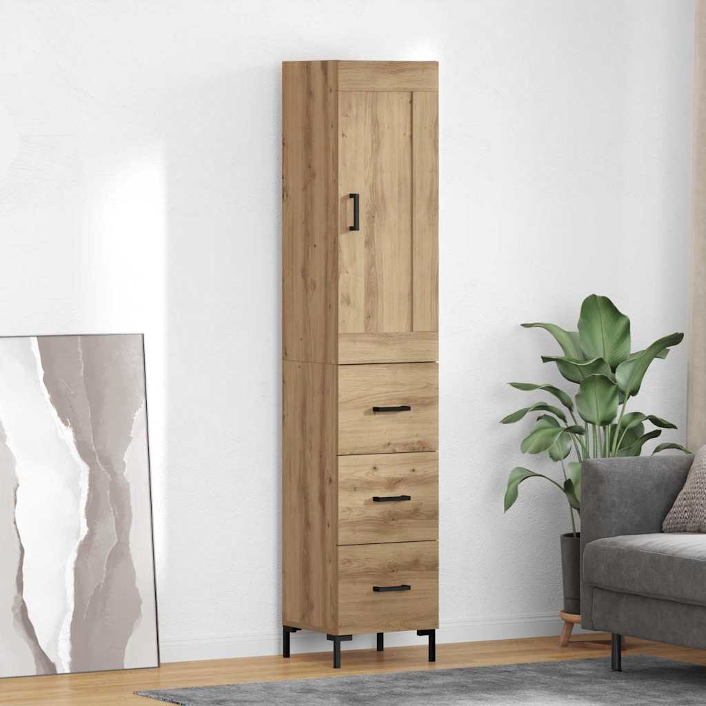 Vysoký Bufet Artisanový Dub 34,5 X 34 X 180 Cm Kompozitní Dřevo