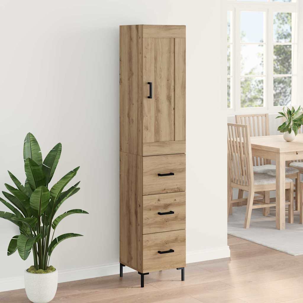 Vysoký Bufet Artisanový Dub 34,5 X 34 X 180 Cm Kompozitní Dřevo