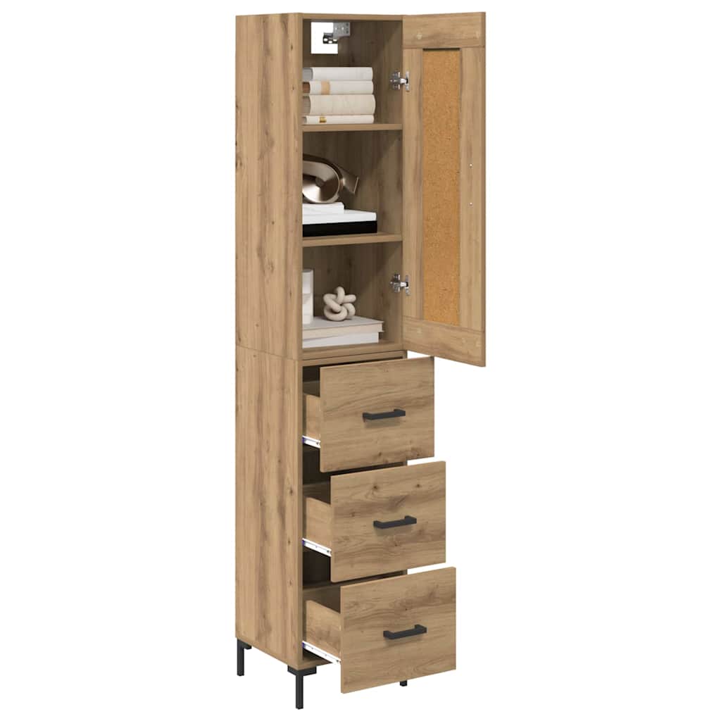 Vysoký Bufet Artisanový Dub 34,5 X 34 X 180 Cm Kompozitní Dřevo