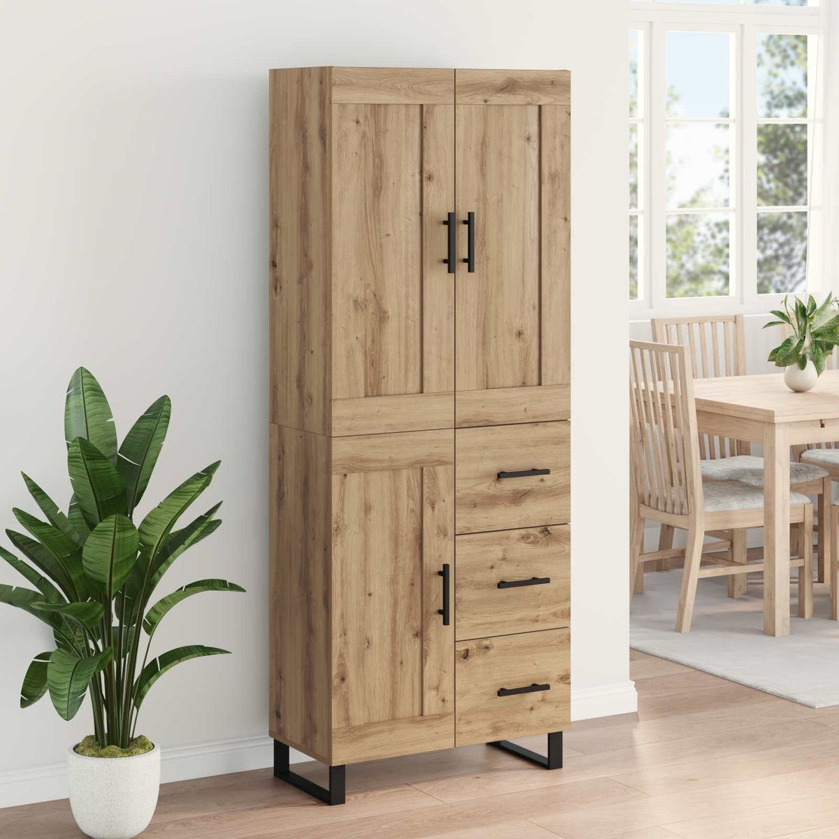 Vysoký Bufet 2 Ks Artisanový Dub 69,5 X 34 X 180 Cm