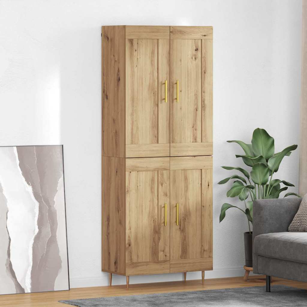 Vysoký Bufet Artisanový Dub 69,5 X 34 X 180 Cm Kompozitní Dřevo
