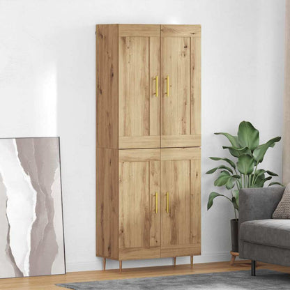 Vysoký Bufet Artisanový Dub 69,5 X 34 X 180 Cm Kompozitní Dřevo