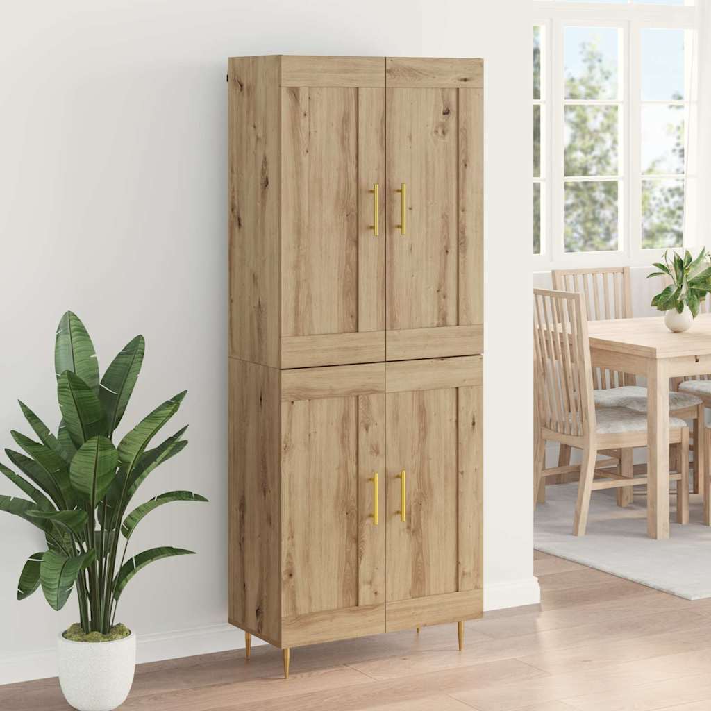 Vysoký Bufet Artisanový Dub 69,5 X 34 X 180 Cm Kompozitní Dřevo