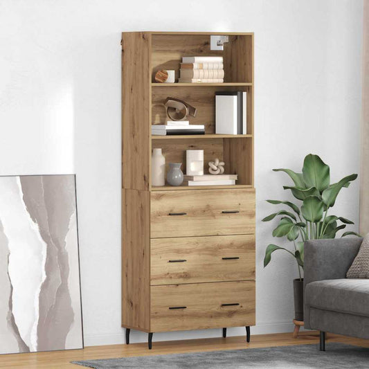 Vysoký Bufet 2 Ks Artisanový Dub 69,5 X 32,5 X 180 Cm