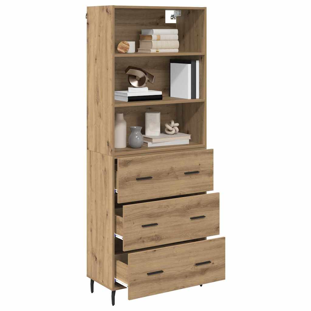 Vysoký Bufet 2 Ks Artisanový Dub 69,5 X 32,5 X 180 Cm