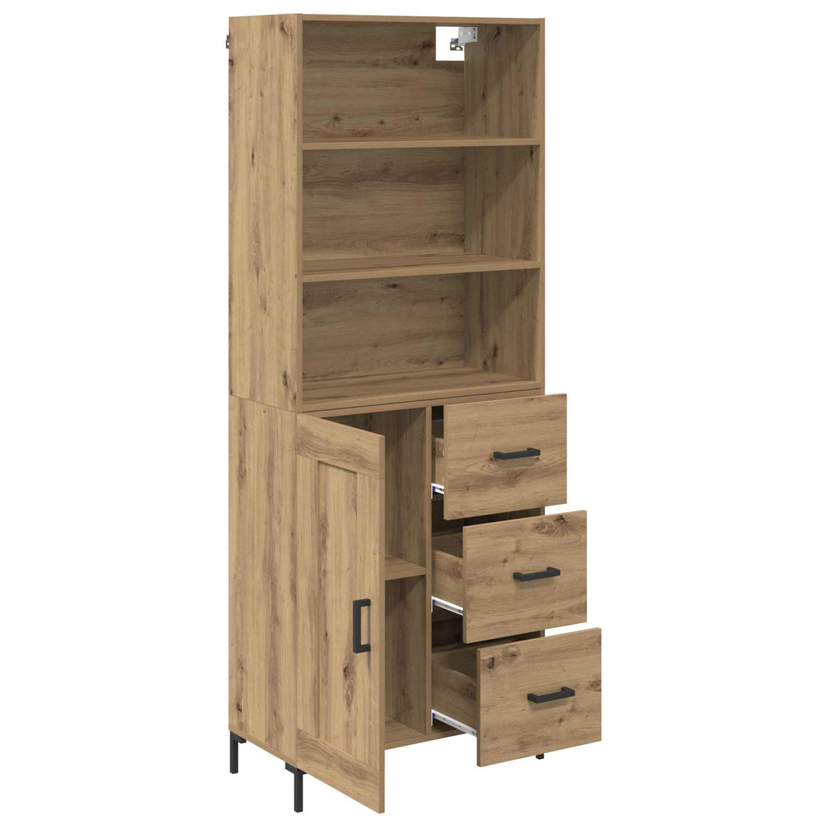 Vysoký Bufet Artisanový Dub 69,5 X 34 X 180 Cm Kompozitní Dřevo