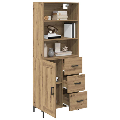 Vysoký Bufet Artisanový Dub 69,5 X 34 X 180 Cm Kompozitní Dřevo