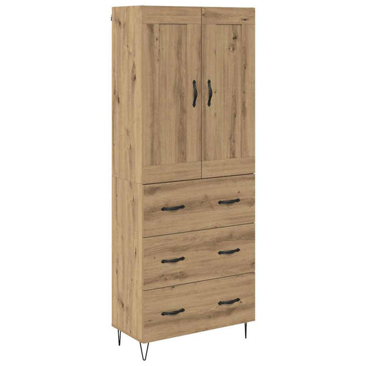 Vysoký Bufet Artisanový Dub 69,5 X 34 X 180 Cm Kompozitní Dřevo