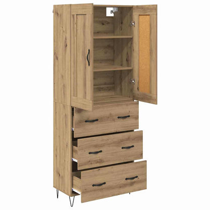 Vysoký Bufet Artisanový Dub 69,5 X 34 X 180 Cm Kompozitní Dřevo