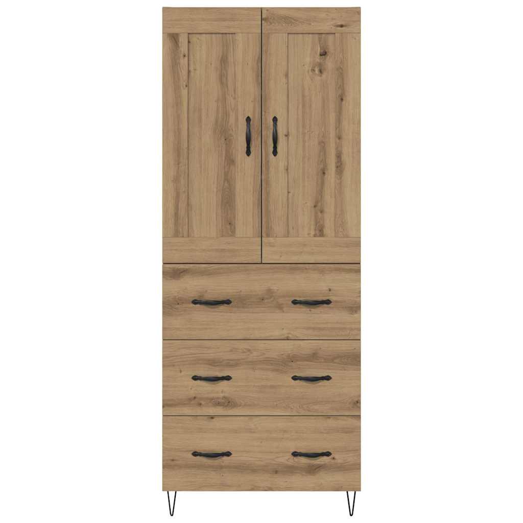 Vysoký Bufet Artisanový Dub 69,5 X 34 X 180 Cm Kompozitní Dřevo