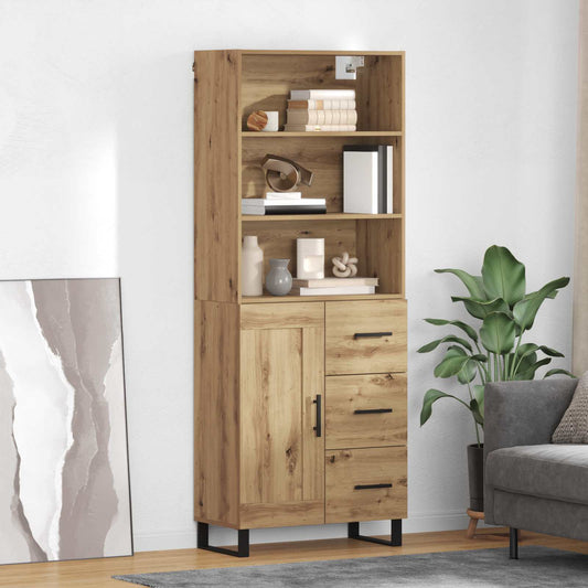 Vysoký Bufet 2 Ks Artisanový Dub 69,5 X 34 X 180 Cm