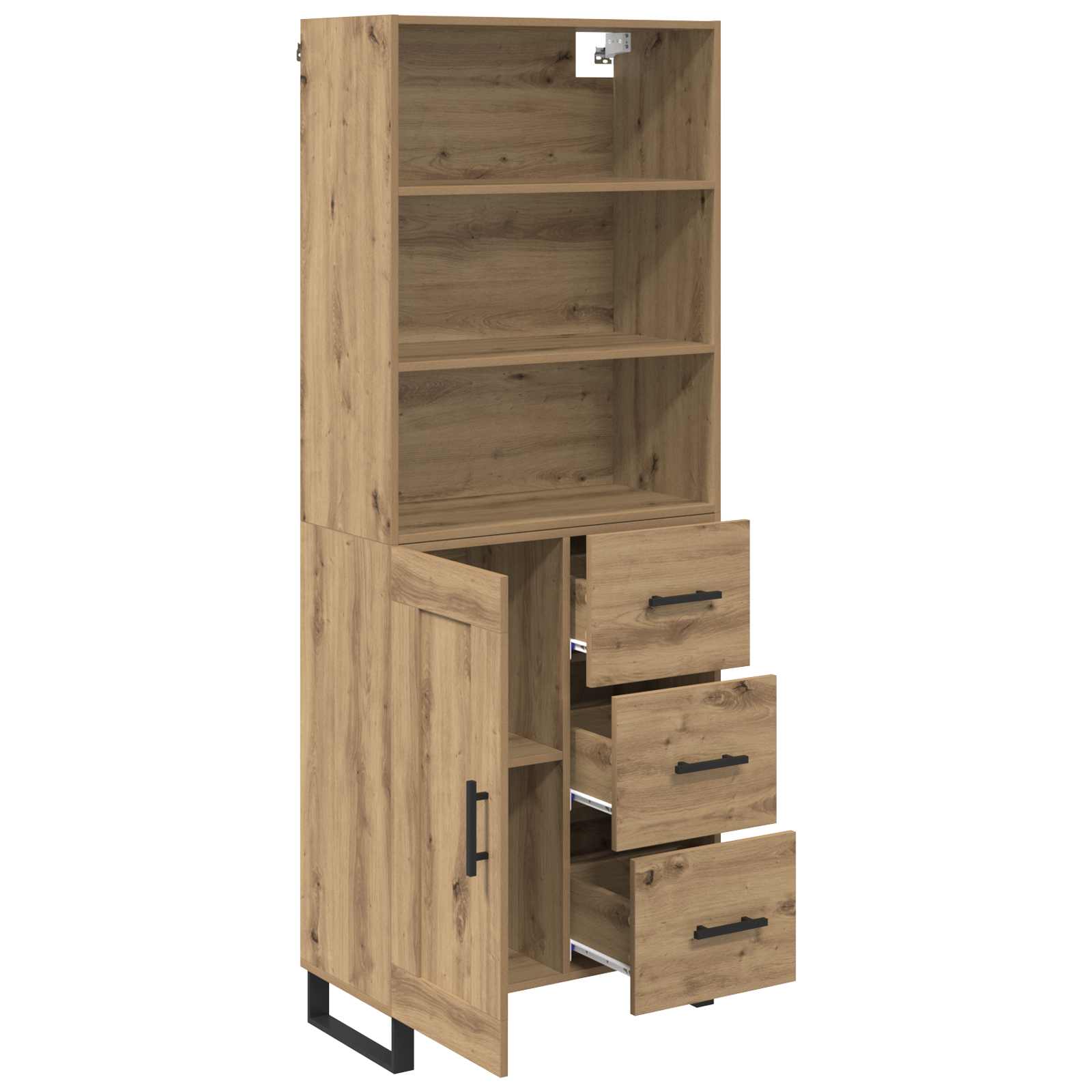 Vysoký Bufet 2 Ks Artisanový Dub 69,5 X 34 X 180 Cm