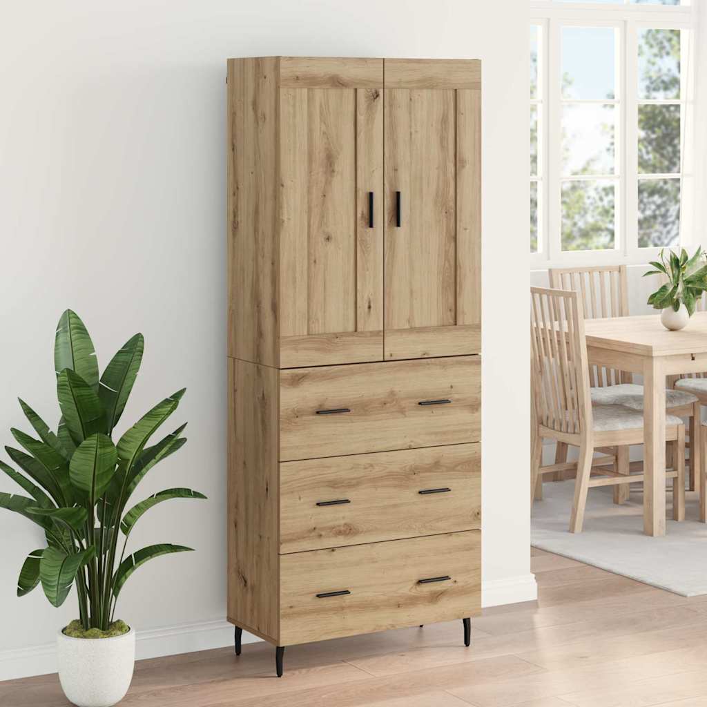 Vysoký Bufet 2 Ks Artisanový Dub 69,5 X 34 X 180 Cm